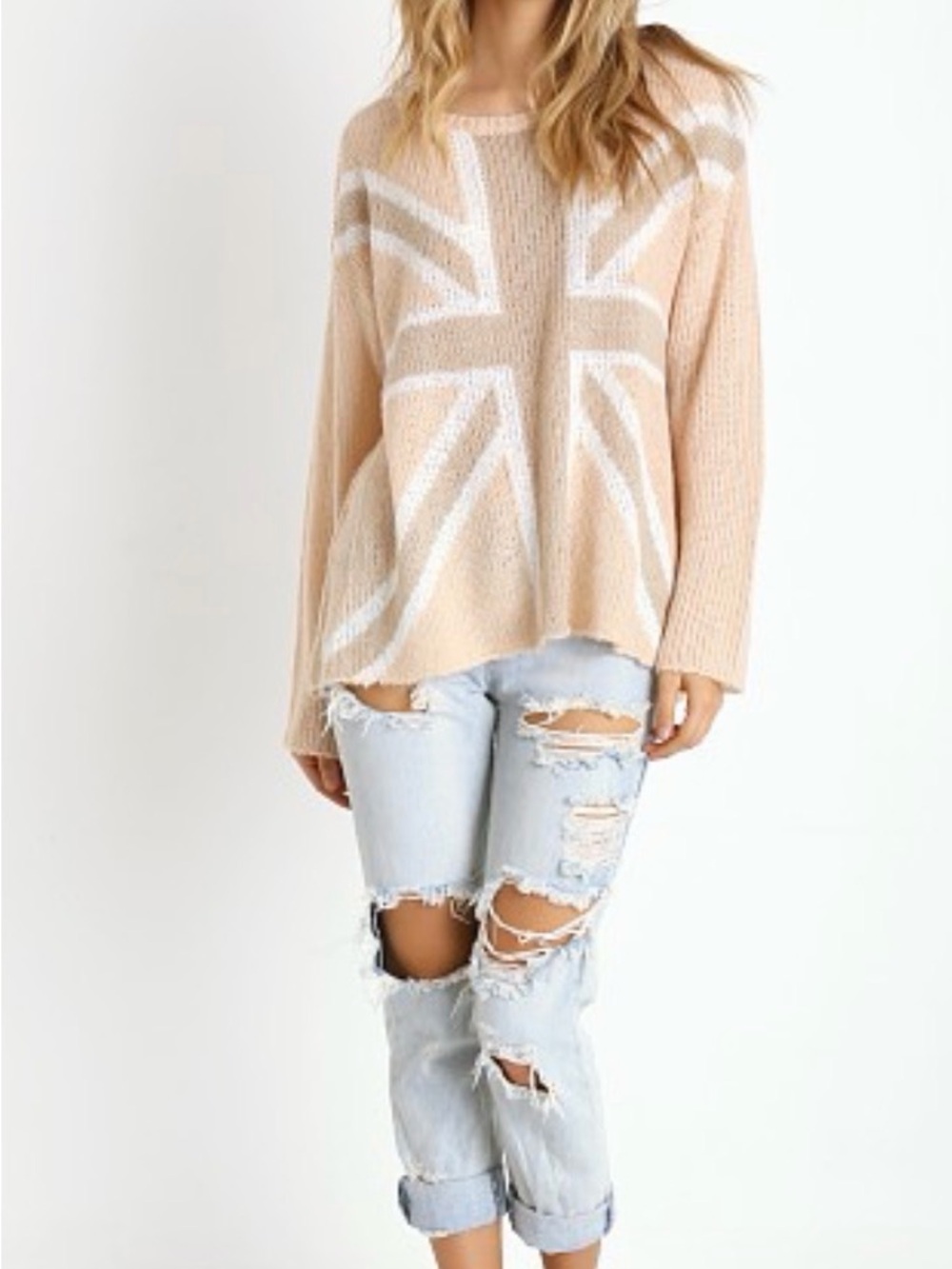 Wildfox Save The Queen Roadie Brown Egg Sweater
